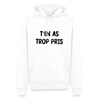 t'en as trop pris - Sweat à capuche Premium bio Homme - blanc - Devant - Nico (187cm)