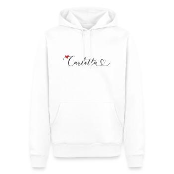 Carlotta Surname First name Calligraphy Heart - Men’s Premium Organic Hoodie - white - Front - Nico (187cm)