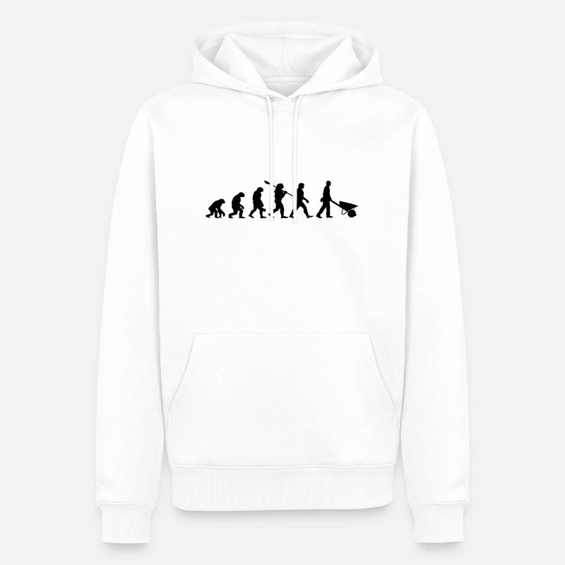 évolution chantier - brouette cadeau brouette - Sweat à capuche Premium bio Homme - blanc