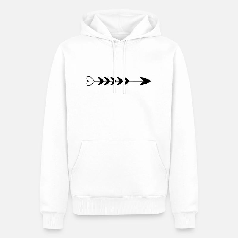 Flèche coeur - Sweat à capuche Premium bio Homme - blanc