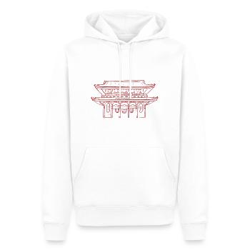 Temple japonais rouge - Sweat à capuche Premium bio Homme - blanc - Devant - Nico (187cm)