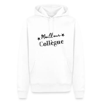 RETRAITE. BONNE RETRAITE. JOYEUSE RETRAITE - Sweat à capuche Premium bio Homme - blanc - Devant - Nico (187cm)