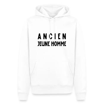 ancien jeune homme - Sweat à capuche Premium bio Homme - blanc - Devant - Nico (187cm)