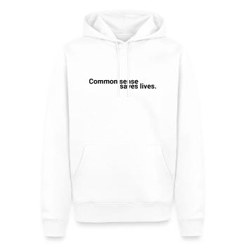 common sense saves lives - Männer Premium Bio Hoodie - Weiß - Vorne - Nico (187cm)