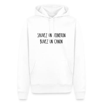 sauvez un vigneron buvez un canon - Sweat à capuche Premium bio Homme - blanc - Devant - Nico (187cm)