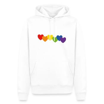 Herzen Regenbogenfarben - Männer Premium Bio Hoodie - Weiß - Vorne - Nico (187cm)