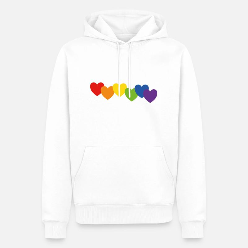 Coeurs couleurs arc-en-ciel - Sweat à capuche Premium bio Homme - blanc