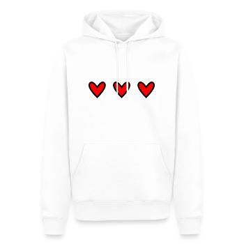 HERZ. HERZ. HEILIGER VALENTINSTAG. LIEBE. LIEBE. WEIHNACHTEN - Männer Premium Bio Hoodie - Weiß - Vorne - Nico (187cm)