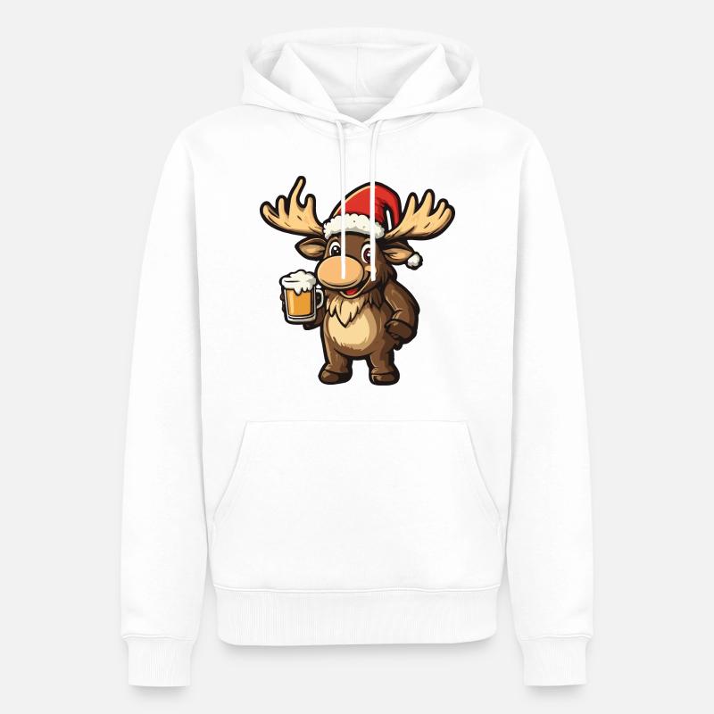 Bière de Noël Moose - Sweat à capuche Premium bio Homme - blanc