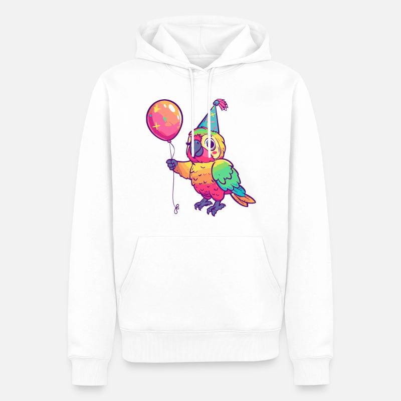 Perroquet Anniversaire Bande Dessinée Mignon - Sweat à capuche Premium bio Homme - blanc