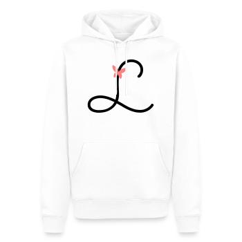 Lettre L Papillon Lettre - Sweat à capuche Premium bio Homme - blanc - Devant - Nico (187cm)