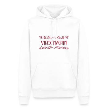 Vieux Machin Humour Anniversaire Homme - Sweat à capuche Premium bio Homme - blanc - Devant - Nico (187cm)