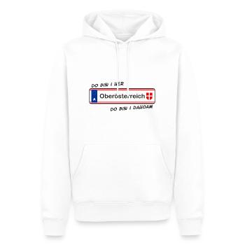 Oberösterreich - do bin i her - do bin i dahoam - Männer Premium Bio Hoodie - Weiß - Vorne - Nico (187cm)