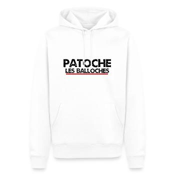 patoche les balloches - Sweat à capuche Premium bio Homme - blanc - Devant - Nico (187cm)
