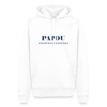 Edition limitée papou - Sweat à capuche Premium bio Homme - blanc - Devant - Nico (187cm)