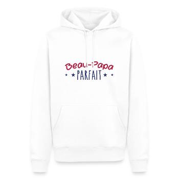 Cadeau Beau Père - Cadeau Beau Papa -Meilleur père - Sweat à capuche Premium bio Homme - blanc - Devant - Nico (187cm)
