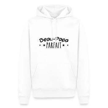 Cadeau Beau Père - Cadeau Beau Papa -Meilleur père - Sweat à capuche Premium bio Homme - blanc - Devant - Nico (187cm)