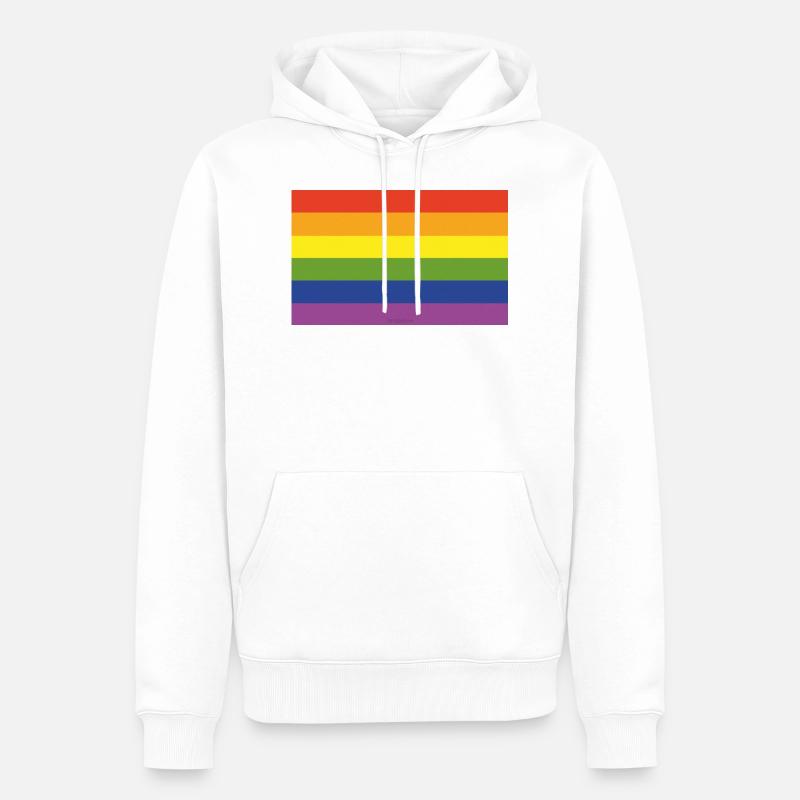 Rainbow Flag Regenbogenfahne CSD Peace - Männer Premium Bio Hoodie - Weiß