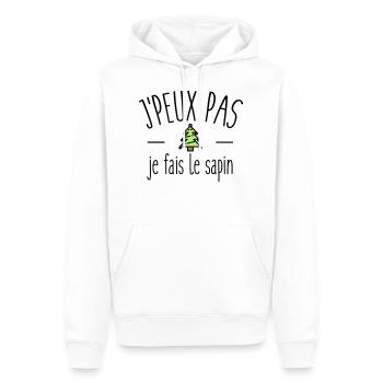 Je peux pas je fais le sapin - Sweat à capuche Premium bio Homme - blanc - Devant - Nico (187cm)