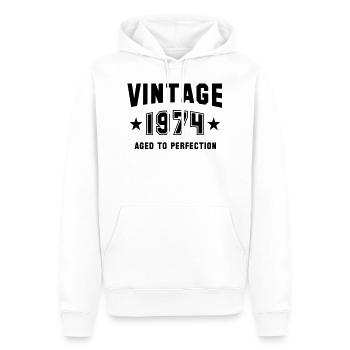 VINTAGE 1974 - Birthday - Aged To Perfection - Männer Premium Bio Hoodie - Weiß - Vorne - Nico (187cm)