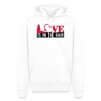 L'amour est dans les cheveux (coiffeur, 2c) - Sweat à capuche Premium bio Homme - blanc - Devant - Nico (187cm)