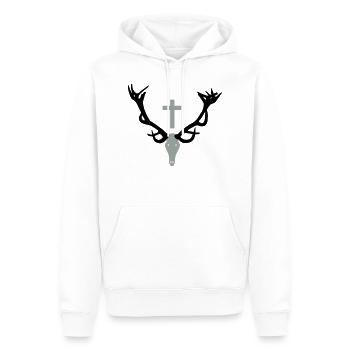 Insigne de chasse - Sweat à capuche Premium bio Homme - blanc - Devant - Nico (187cm)