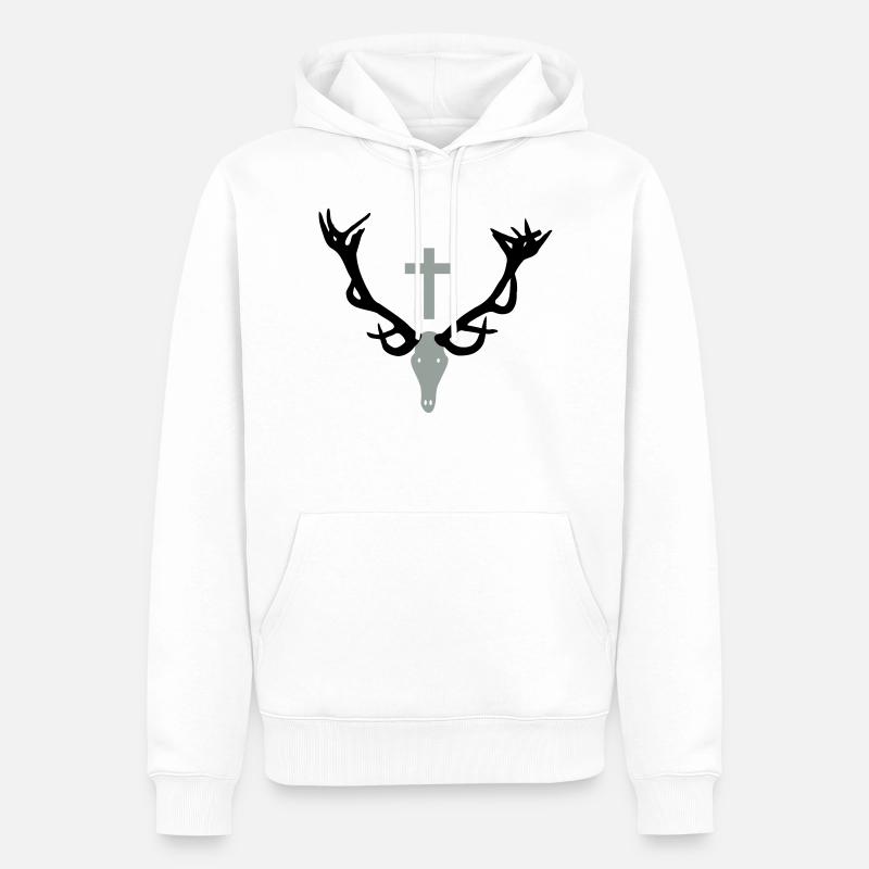 Hirschgeweih - Männer Premium Bio Hoodie - Weiß