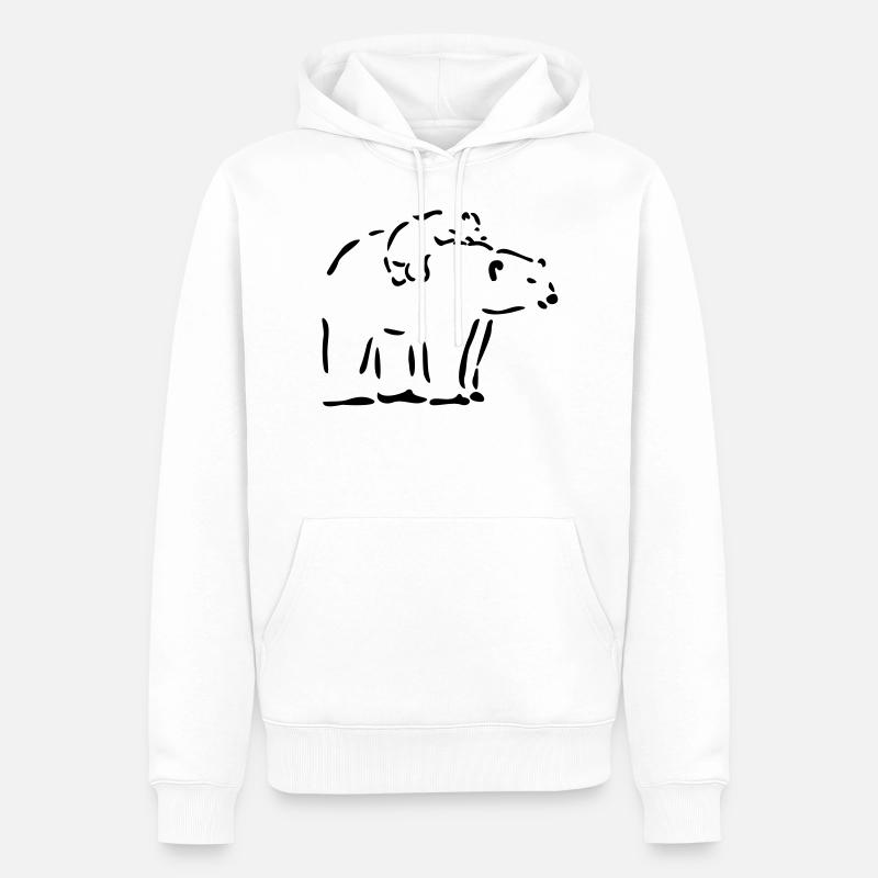 Eisbär mit jungem Eisbär - Männer Premium Bio Hoodie - Weiß