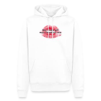 Wer ficken will muss freundlich sein - Männer Premium Bio Hoodie - Weiß - Vorne - Nico (187cm)
