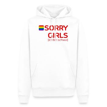 SORRY GIRLS [ich bin schwul - Männer Premium Bio Hoodie - Weiß - Vorne - Nico (187cm)
