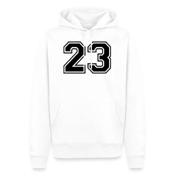 23 - Men’s Premium Organic Hoodie - white - Front - Nico (187cm)