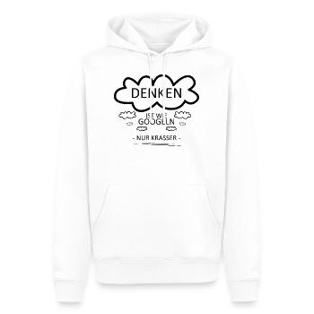 Denken ist wie googeln - nur krasser - Männer Premium Bio Hoodie - Weiß - Vorne - Nico (187cm)