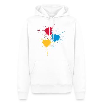 3 basic colors - Splash - V3 - Men’s Premium Organic Hoodie - white - Front - Nico (187cm)