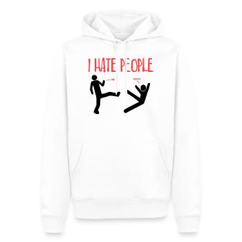 Ich hasse Menschen - Männer Premium Bio Hoodie - Weiß - Vorne - Nico (187cm)