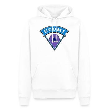 "Suomi" - Men’s Premium Organic Hoodie - white - Front - Nico (187cm)
