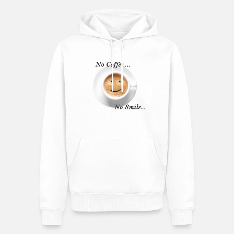 No Coffee, No Smile - Sweat à capuche Premium bio Homme - blanc