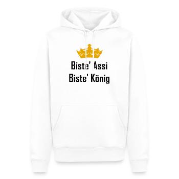Biste' Assi - Biste' König - Männer Premium Bio Hoodie - Weiß - Vorne - Nico (187cm)