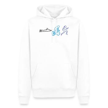 Triathlon, Triathletin - Männer Premium Bio Hoodie - Weiß - Vorne - Nico (187cm)