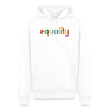 Equality - Rainbow Typography - Men’s Premium Organic Hoodie - white - Front - Nico (187cm)