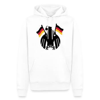Wappenadler Karikatur / German Eagle Cartoon (3c) - Männer Premium Bio Hoodie - Weiß - Vorne - Nico (187cm)