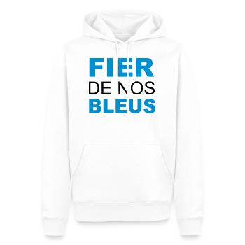 FIER DE NOS BLEUS - Sweat à capuche Premium bio Homme - blanc - Devant - Nico (187cm)