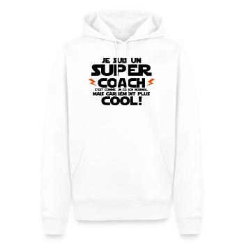 je suis un super coach - Sweat à capuche Premium bio Homme - blanc - Devant - Nico (187cm)