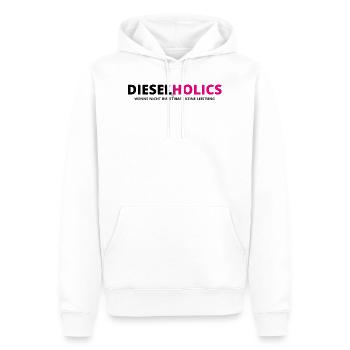 Dieselholics schwarz pink - Männer Premium Bio Hoodie - Weiß - Vorne - Nico (187cm)