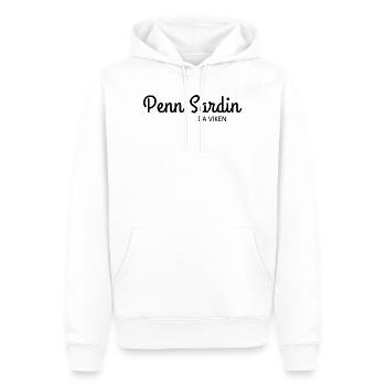 Bretagne - Penn sardin da viken - Sweat à capuche Premium bio Homme - blanc - Devant - Nico (187cm)