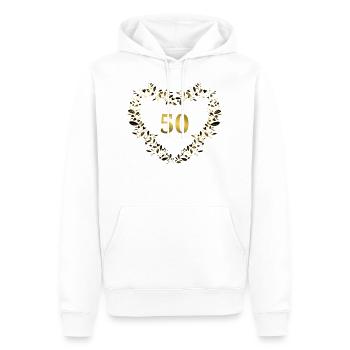 50. Jubiläum, Geburtstag oder Jahrestag - Herz - Männer Premium Bio Hoodie - Weiß - Vorne - Nico (187cm)