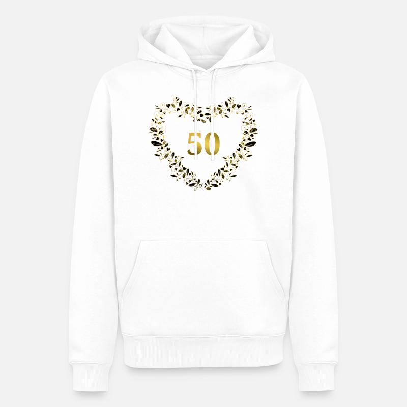 50. Jubiläum, Geburtstag oder Jahrestag - Herz - Männer Premium Bio Hoodie - Weiß