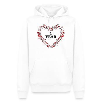 1er anniversaire, anniversaire ou anniversaire - Sweat à capuche Premium bio Homme - blanc - Devant - Nico (187cm)