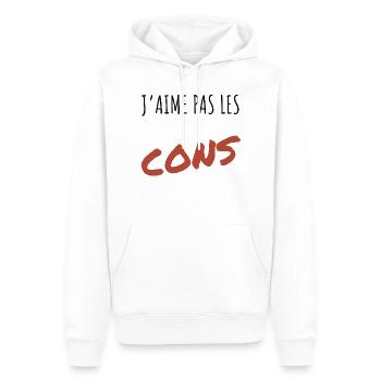 J’aime pas les cons - Sweat à capuche Premium bio Homme - blanc - Devant - Nico (187cm)