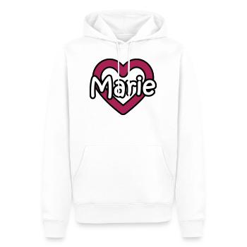 Marie nom de famille prénom nom de jeune fille coeur nom jour - Sweat à capuche Premium bio Homme - blanc - Devant - Nico (187cm)