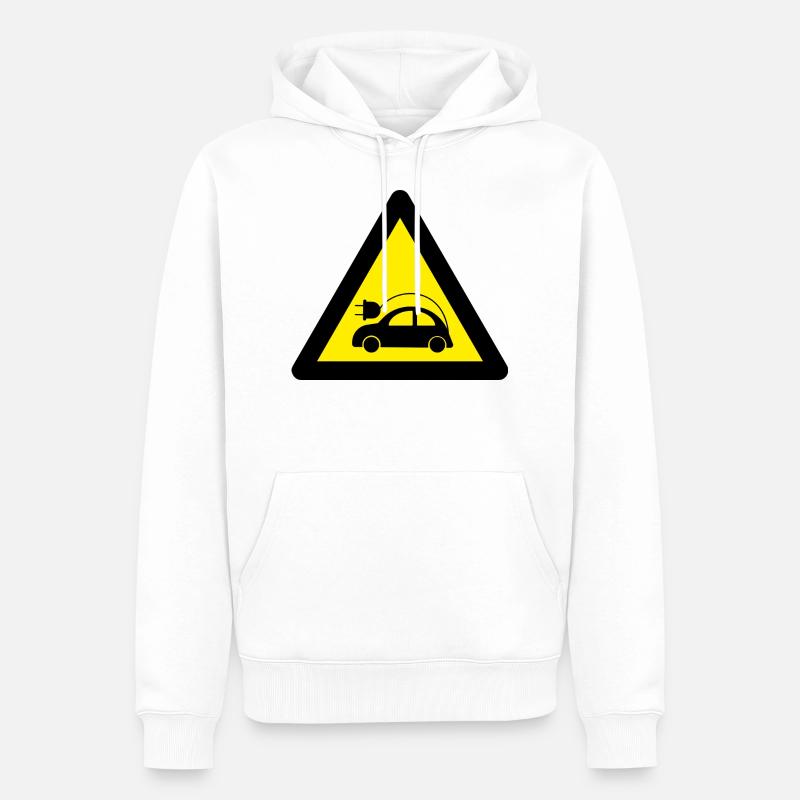 Panneau d'avertissement de voiture électronique - Sweat à capuche Premium bio Homme - blanc